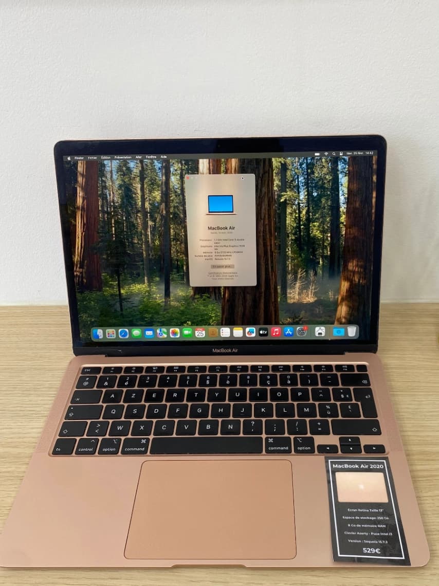 MacBook Air 2020 - 250 GO de stockage - 8 GO RAM